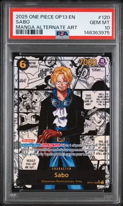 One Piece CCG Sabo Manga Alt Art Anniversary Holo PSA 10 Gem Mint TCG - Image 1