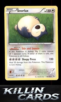 Snorlax 80/106 Pokemon Rare XY - Flashfire Card NM - Image 1