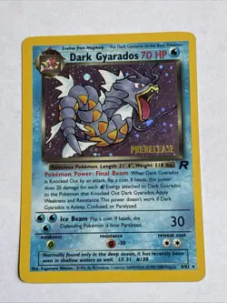 Dark Gyarados (Prerelease) 08/82 Wotc Promo Holo Pokemon Card Vintage - Image 1