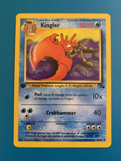 1st Edition Kingler 38/62 Fossil Set Rare Vintage 1999 Pokemon Card - NM - Image 1