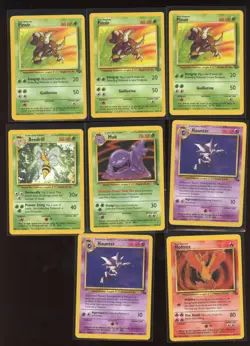 Vintage Pokemon WOTC Rare Card Lot (8) Moltres Haunter Pinsir Beedrill Muk 1999 - Image 1