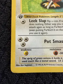 1999 Pokemon TCG Base Set Farfetch'd Card #27/102 1st Edition Shadowless - Image 4