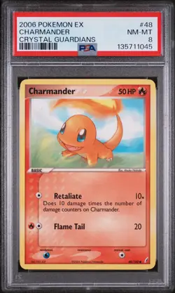 2006 POKEMON EX CRYSTAL GUARDIANS #48 CHARMANDER PSA 8 - Image 1