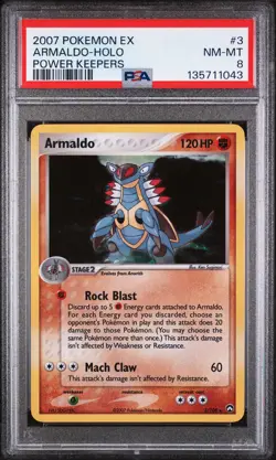 2007 POKEMON EX POWER KEEPERS #3 ARMALDO-HOLO PSA 8 - Image 1