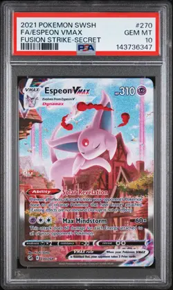 2021 POKEMON SWORD & SHIELD FUSION STRIKE SECRET FULL ART/ESPEON VMAX PSA 10 - Image 1