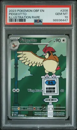 2023 POKEMON OBF EN-OBSIDIAN FLAMES ILLUSTRATION RARE #208 PIDGEOTTO PSA 10 - Image 1