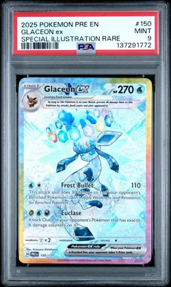 2025 POKEMON PRISMATIC EVOLUTIONS SPECIAL ILLUSTRATION RARE GLACEON EX PSA 9 - Image 1