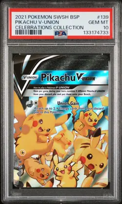 2021 POKEMON SWSH PROMO CELEBRATIONS COLLECTION #139 PIKACHU V-UNION PSA 10 - Image 1