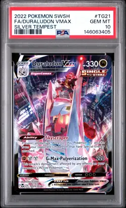 2022 POKEMON SWORD & SHIELD SILVER TEMPEST #TG21 FULL ART/DURALUDON VMAX PSA 10 - Image 1