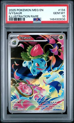 2025 POKEMON MEG EN-MEGA EVOLUTION ILLUSTRATION RARE #134 IVYSAUR PSA 10 - Image 1