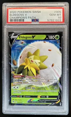 2020 Pokemon SWSH Champion's Path Eldegoss V Holo Full Art #005/073 PSA 10 - Image 1