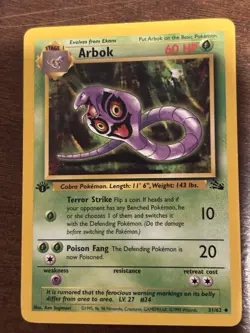 Pokemon TCG Arbok Fossil 1st Edition 31/62 Uncommon 60 HP Regular English - Image 1