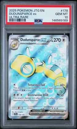 2025 POKEMON JTG EN-JOURNEY TOGETHER ULTRA RARE #178 DUDUNSPARCE EX PSA 10 - Image 1