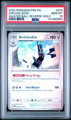 2025 POKEMON PRE EN-PRISMATIC EVOLUTIONS #070 ARCHALUDON PSA 10 - Image 1