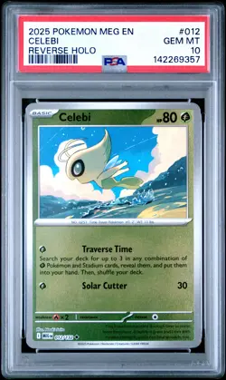 2025 POKEMON MEG EN-MEGA EVOLUTION REVERSE HOLO #012 CELEBI PSA 10 - Image 1