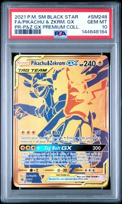 2021 POKEMON SM BLACK STAR PROMO #SM248 FULL ART/PIKACHU & ZEKROM GX PSA 10 - Image 1