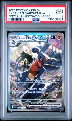 2025 POKEMON DRI SPECIAL ILLUSTRATION RARE #232 CYNTHIA'S GARCHOMP EX PSA 9 - Image 1