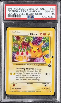 2021 POKEMON CELEBRATIONS CLASSIC COLLECTION #24 BIRTHDAY PIKACHU-HOLO PSA 10 - Image 1
