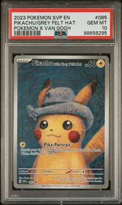 2023 Pokemon Van Gogh Pikachu PSA 10 Gem Mint Pikachu With A Grey Felt Hat - Image 2