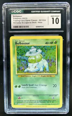 2023 Pokemon Classic Bulbasaur Venusaur & Lugia ex Deck Holo #001/034 CGC 10 - Image 1