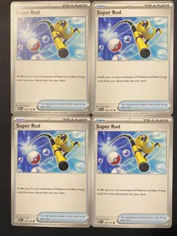 Pokemon - 4x Super Rod 188/193 - Trainer Cards Playset - Paldea Evolved - Image 1