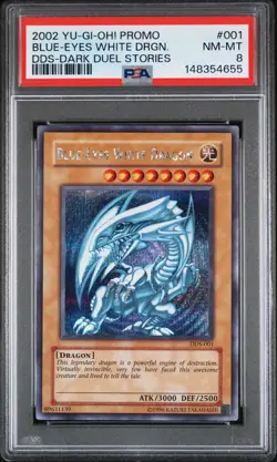 2002 YU-GI-OH! PROMO DDS-DARK DUEL STORIES #001 BLUE-EYES WHITE DRAGON PSA 8 - Image 1