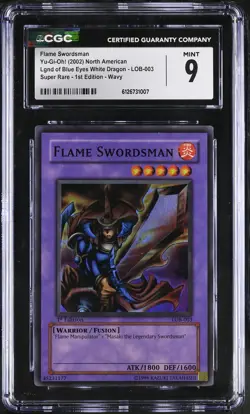 Flame Swordsman LOB-003 1st Edition Wavy Super Rare Yu-gi-oh! CGC 9 Mint *007 - Image 1