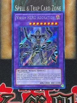 Yugioh Vision HERO Adoration GENF-EN096 Secret Rare 1st Ed NM - Image 1