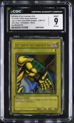 Left Arm Of The Forbidden One LOB-123 1st Edition Wavy Faded Yugioh CGC 9 Mint - Image 1