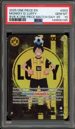 One Piece CCG Monkey.D.Luffy BVB X One Piece Match Day '25 Promo ST13-003 PSA 10 - Image 1