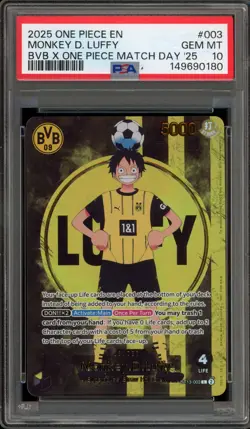 One Piece CCG Monkey.D.Luffy BVB X One Piece Match Day '25 Promo ST13-003 PSA 10 - Image 1