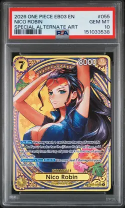 2026 ONE PIECE EB03-ONE PIECE HEROINES EDITION SPECIAL ALT ART NICO ROBIN PSA 10 - Image 1