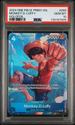 2024 One Piece PRB01 Monkey D. Luffy PROMO HOLOFOIL P-055 PSA 10 - Image 1