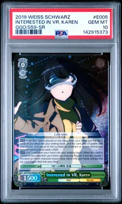 2019 WEISS SCHWARZ SAO ALTERNATIVE SR #E005 INTERESTED IN VR, KAREN PSA 10 - Image 1
