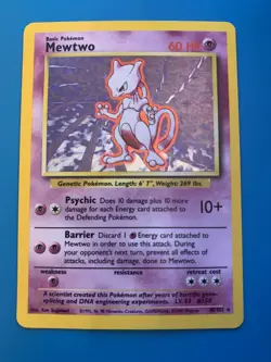 Mewtwo 10/102 Base Set Holo Rare Vintage 1999 Pokemon Card - Image 1