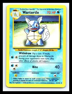 💥 Wartortle Non Holo WOTC Pokemon Card 42/102 Vintage Base Set 1999 - Image 1