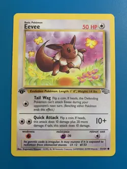 1st Edition Eevee 51/64 Jungle Set Rare Vintage 1999 Pokemon Card - NM - Image 1