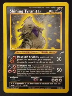 Shining Tyranitar 113/105 Pokemon TCG Card Neo Destiny Unlimited Holo - Image 1
