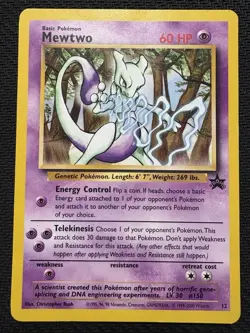Pokemon TCG Mewtwo Promo Black Star 12 Wizards WOTC Vintage 1998 Card HP - Image 1