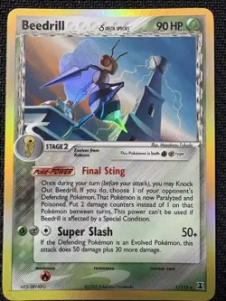 Pokemon TCG Beedrill Ex Delta Species 1/113 Holo Near Mint NM Vintage 2005 Card - Image 1