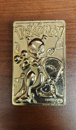 1999 Pokemon MEWTWO #150 Gold Bar Card Limited Edition Burger King Gold Plated - Image 1