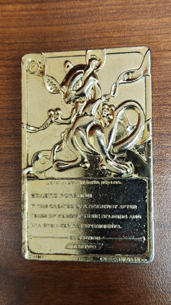 1999 Pokemon MEWTWO #150 Gold Bar Card Limited Edition Burger King Gold Plated - Image 2