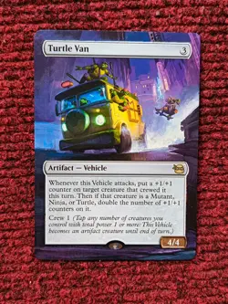 Turtle Van MTG Teenage Mutant Ninja Turtles Hand Painted Borderless Altered Art - Image 1