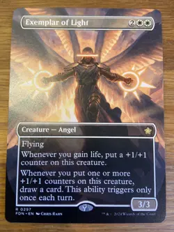 Exemplar of Light (Borderless) NM Rare MTG Foundations [FDN] White Angel Regular - Image 2