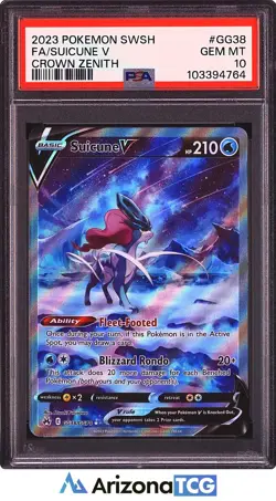 Pokemon 2023 Suicune V GG38/GG70 Full Art Crown Zenith GEM MINT PSA 10 - Image 1