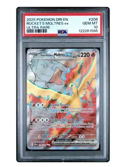 Pokemon TCG Team Rocket's Moltres ex 208/182 Destined Rivals Holo PSA 10 - Image 1
