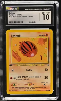 CGC GEM MINT 10 Pokemon Swinub 57/64 2001 Neo Revelation 1st Edition - Image 1