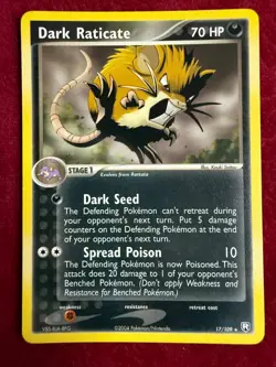 Pokemon TCG Dark Raticate Common 17/109, Team Rocket (NM) - Image 1