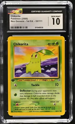 CGC GEM MINT 10 Pokemon Chikorita 53/111 2000 Neo Genesis 1st Edition - Image 1