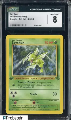 1999 Pokemon Jungle 1st Edition 26/64 Scyther CGC 8 NM-MT - Image 1